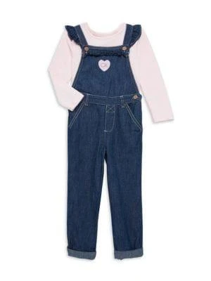 商品Calvin Klein|Little Girls 2 Piece Logo Top & Overalls Set,价格¥119,第1张图片