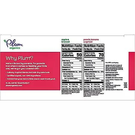 商品Plum Organics|Plum Organics 第 2 阶段有机婴儿食品有机水果蔬菜泥 12件装,价格¥152,第2张图片详细描述