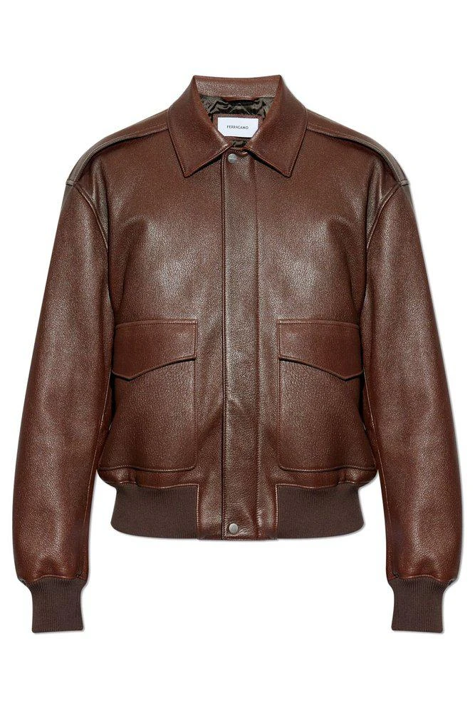 商品Salvatore Ferragamo|Ferragamo Flap Pocket Leather Jacket,价格¥35029,第1张图片