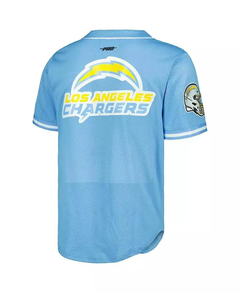 商品Pro Standard|Men's Justin Herbert Powder Blue Los Angeles Chargers Mesh Baseball Button-Up T-shirt,价格¥658,第3张图片详细描述