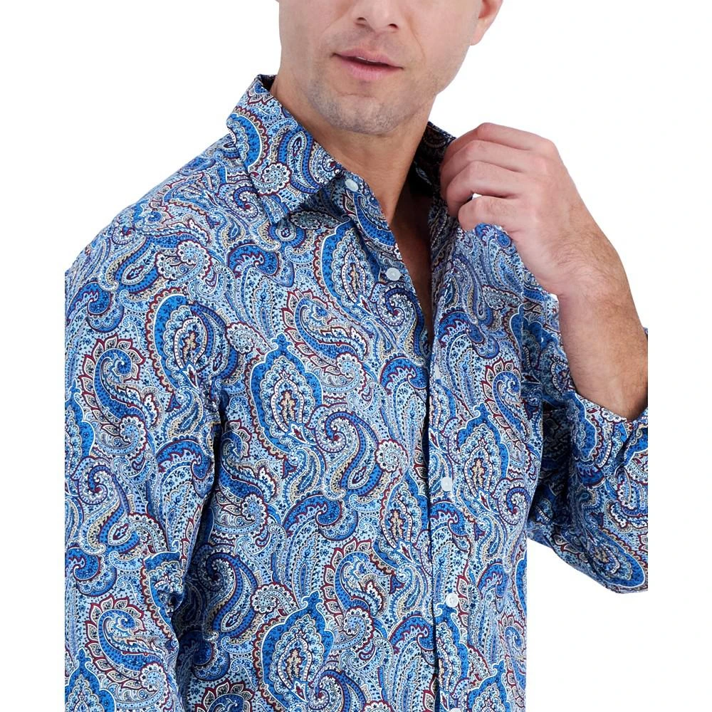 商品Club Room|Men's Long-Sleeve Jewel Paisley Shirt, Created for Macy's,价格¥174,第3张图片详细描述