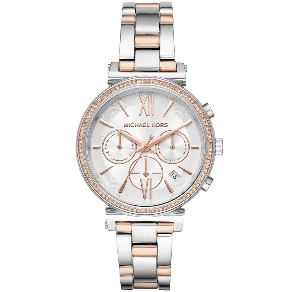 商品Michael Kors|Women's Chronograph Sofie Two-Tone Stainless Steel Bracelet Watch 39mm,价格¥1113,第1张图片