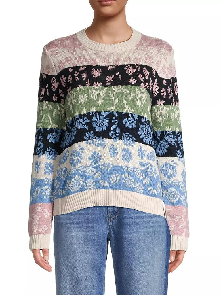商品Weekend Max Mara|Fleres Floral Striped Cotton Sweater,价格¥2050,第3张图片详细描述