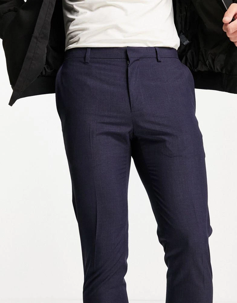 商品Burton Menswear|Burton skinny fit check suit trousers in mid blue,价格¥135,第3张图片详细描述
