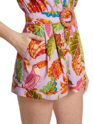 商品Farm Rio|Beaks & Bananas Ruffle Belted Romper,价格¥791,第4张图片详细描述