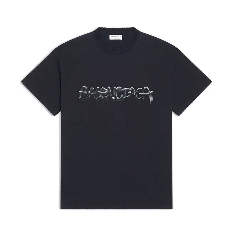 Balenciaga/巴黎世家  SLIME FIT系列  女士黑色棉质短袖T恤 商品