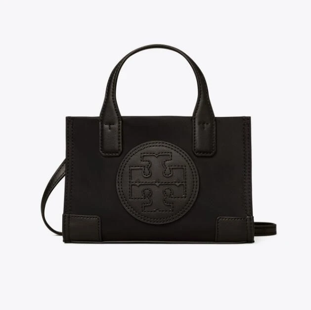 商品Tory Burch|汤丽柏琦TB Ella 22春夏锦纶通勤托特单肩手提包超迷你女款黑色绿色8858（香港仓发货）,价格¥1427,第1张图片