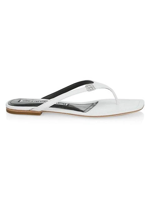 商品Alexander Wang|Ivy Rhinestone Logo Leather Thong Sandals,价格¥1395,第1张图片