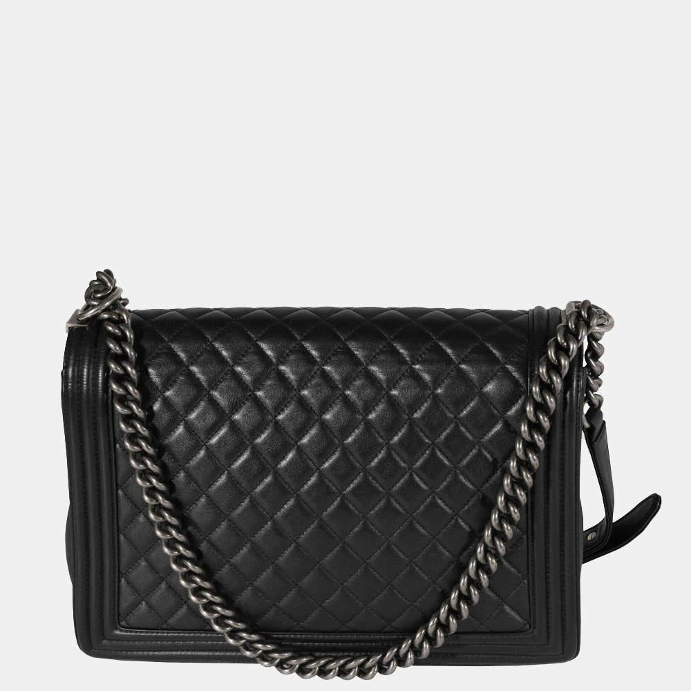商品[二手商品] Chanel|Chanel Black Quilted Lambskin Leather Large Boy Shoulder Bag,价格¥38194,第3张图片详细描述