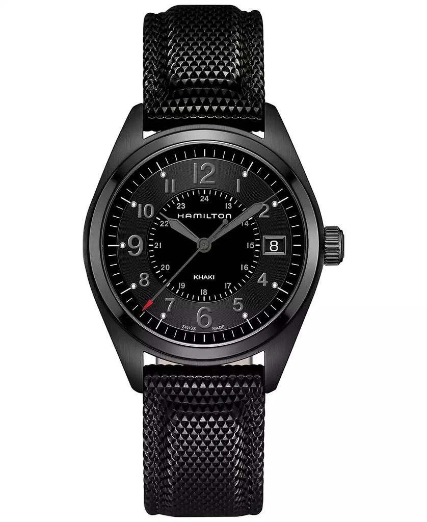 商品Hamilton|Men's Swiss Khaki Field Black Rubber Strap Watch 40mm H68401735,价格¥4572,第1张图片