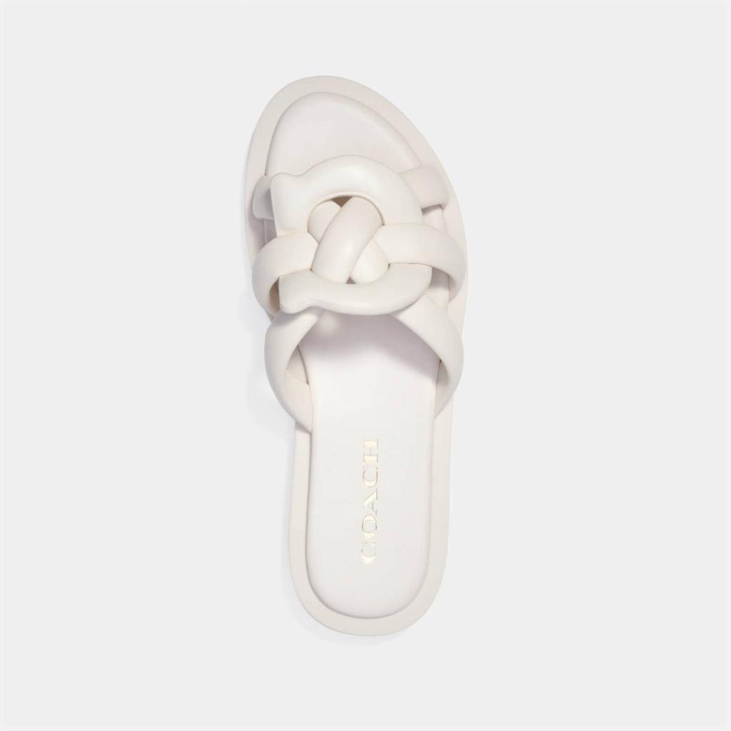 商品Coach|Coach Women's Georgie Leather Slide Sandals - Chalk,价格¥1125,第5张图片详细描述