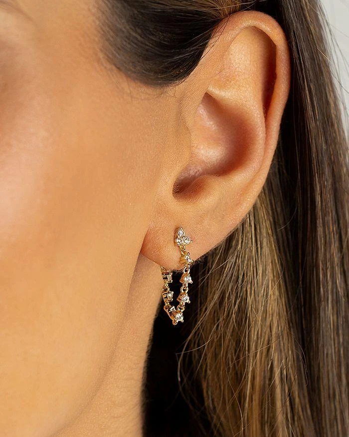 商品By Adina Eden|Cubic Zirconia Chain Front to Back Earrings in 14K Gold Plated Sterling Silver,价格¥507,第2张图片详细描述