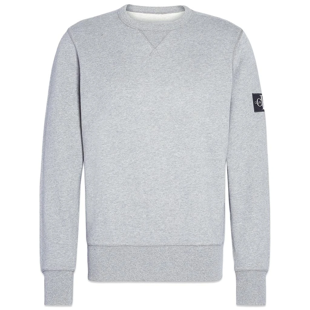 商品Calvin Klein|Calvin Klein Monogram Sleeve Badge Crew Sweat - Mid Grey Heather,价格¥463,第1张图片