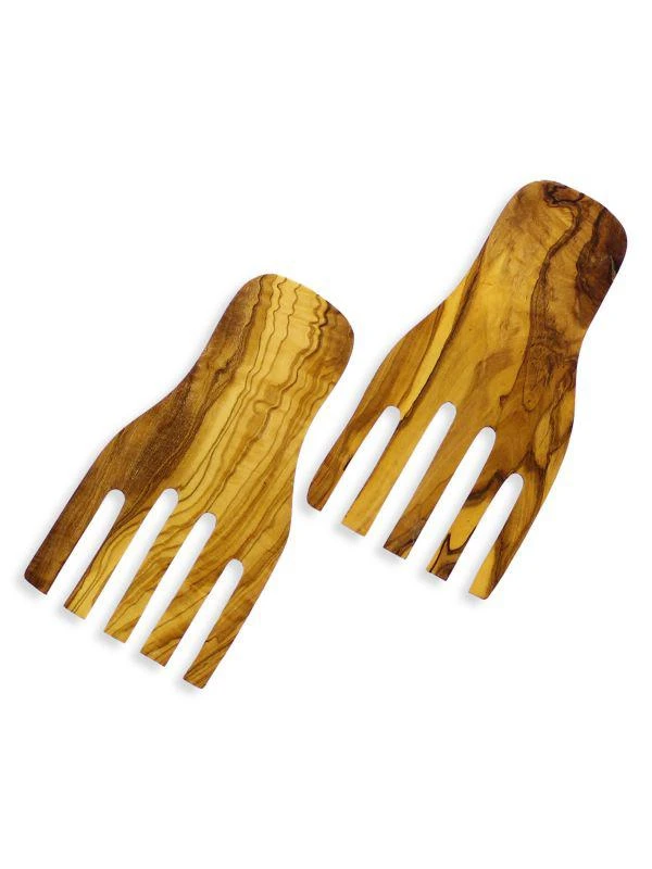 商品French Home|2-Piece Coastal Salad Bowl & Olive Wood Server Hand Set,价格¥397,第3张图片详细描述