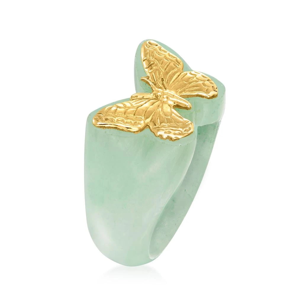 商品Ross-Simons|Jade Butterfly Ring in 14kt Yellow Gold,价格¥1289,第3张图片详细描述