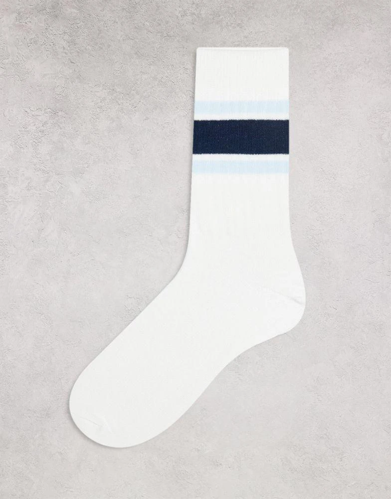 商品ASOS|ASOS DESIGN ribbed ankle socks with coloured stripes,价格¥50,第1张图片