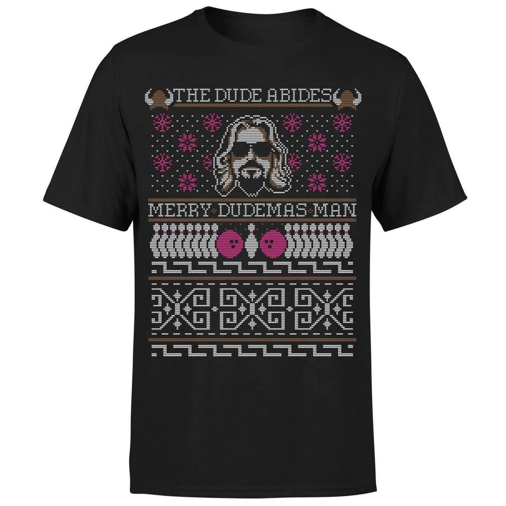 商品Big Lebowski|The Dude Abides Merry Dudemas Man Men's Christmas T-Shirt - Black,价格¥167,第1张图片详细描述