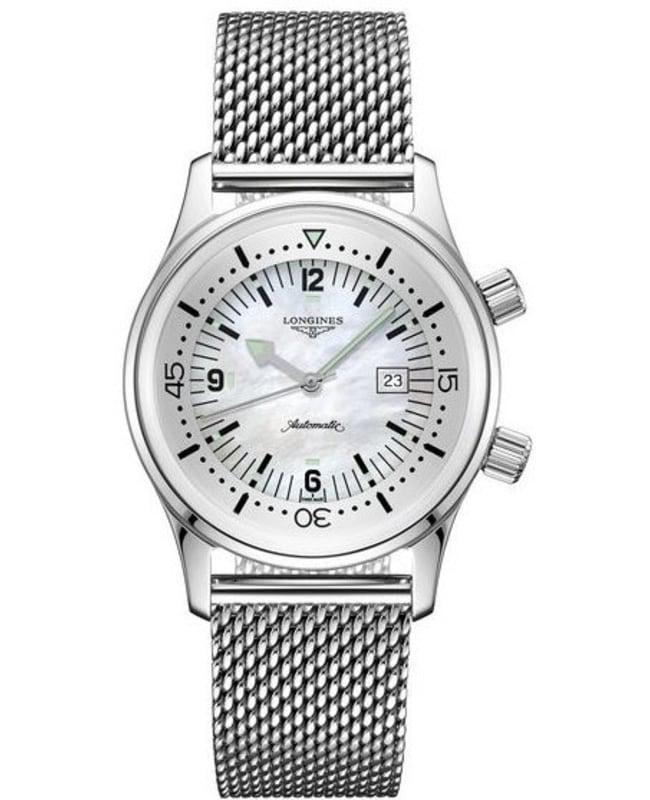 商品Longines|Longines Legend Diver Mother of Pearl Dial Stainless Steel Women's Watch L3.374.4.80.6,价格¥12651,第1张图片