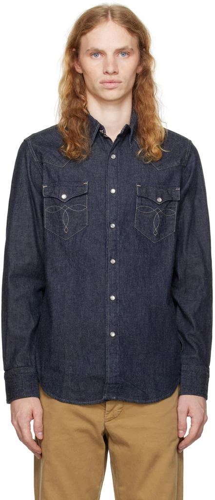 商品RRL|Blue Slim Fit Western Denim Shirt,价格¥1671,第1张图片