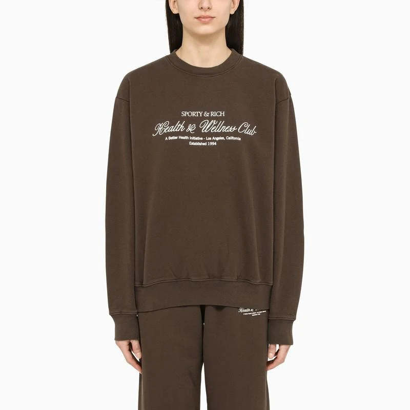 商品Sporty & Rich|Sporty & Rich Classic chocolate sweatshirt with logo,价格¥1171,第1张图片