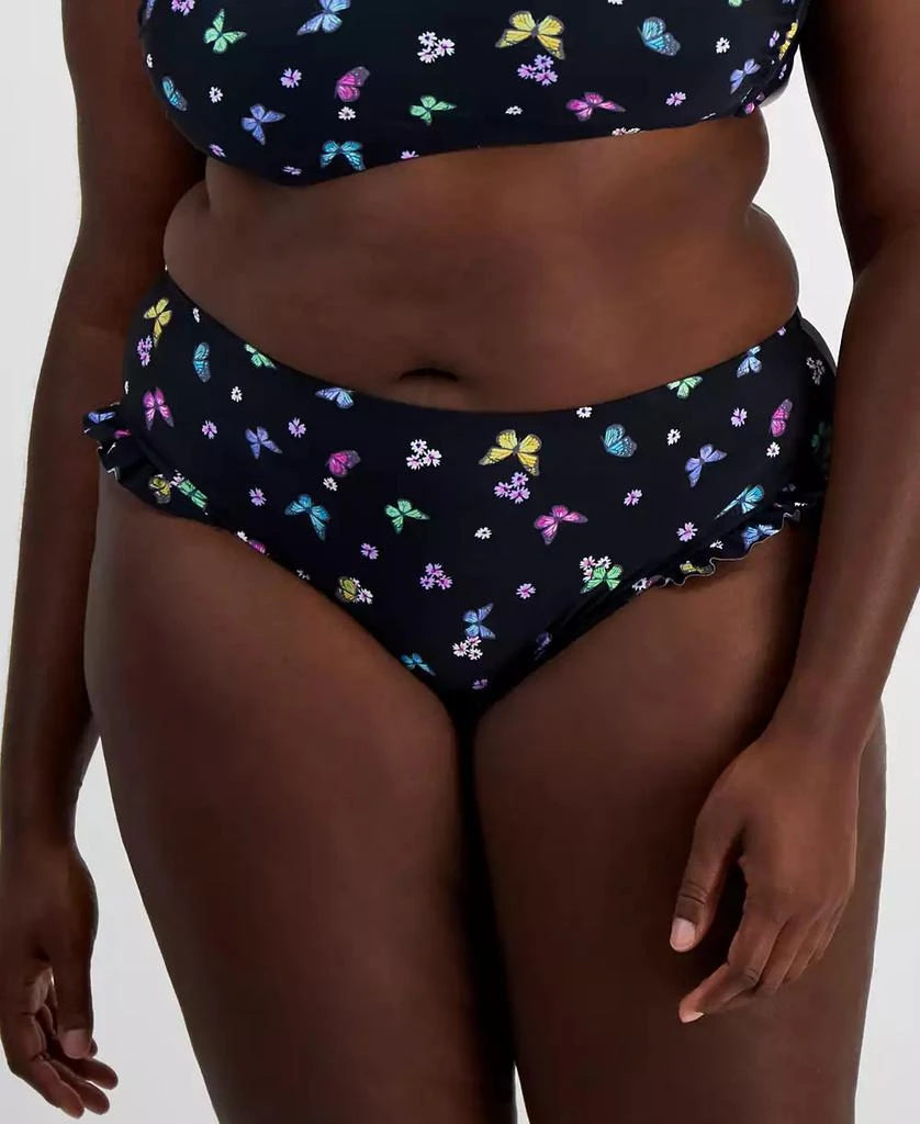 商品California Waves|Salt + Cove  Plus Size Ruffled Butterfly-Print Swim Bottoms, Created for Macy's,价格¥67,第1张图片