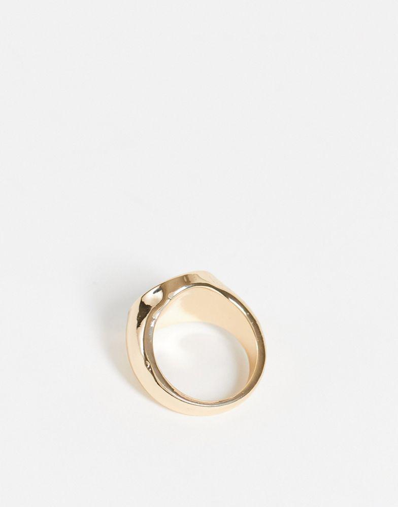 ASOS DESIGN Curve ring in green and pink checkboard design in gold tone商品第4张图片规格展示