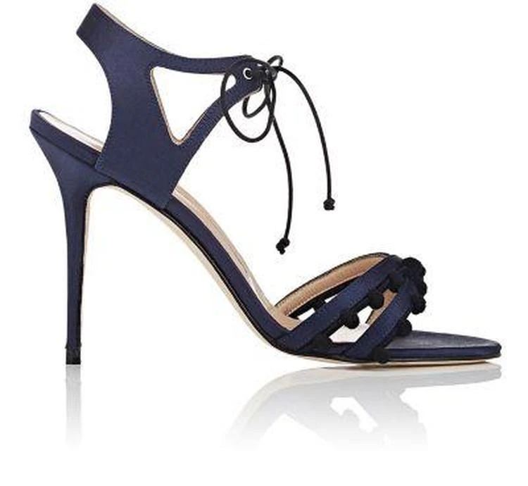 商品Manolo Blahnik|Esparra Satin Ankle-Tie Sandals,价格¥2372,第1张图片