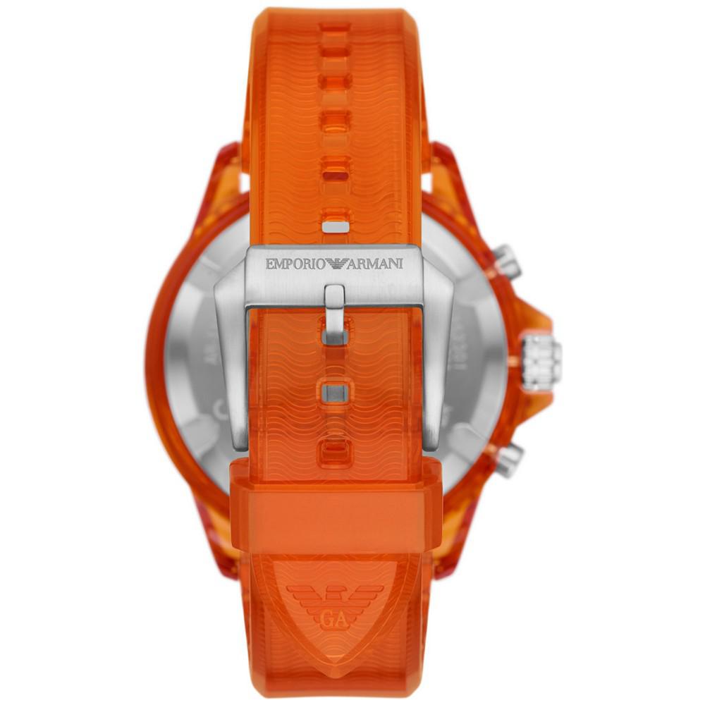 Men's Chronograph Orange Polyurethane Strap Watch 44mm商品第3张图片规格展示