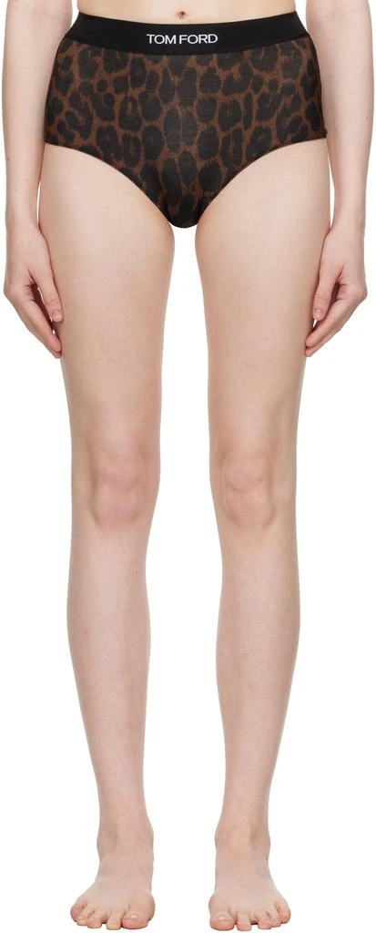商品Tom Ford|棕色 Leopard Modal Signature 三角内裤,价格¥1581,第1张图片