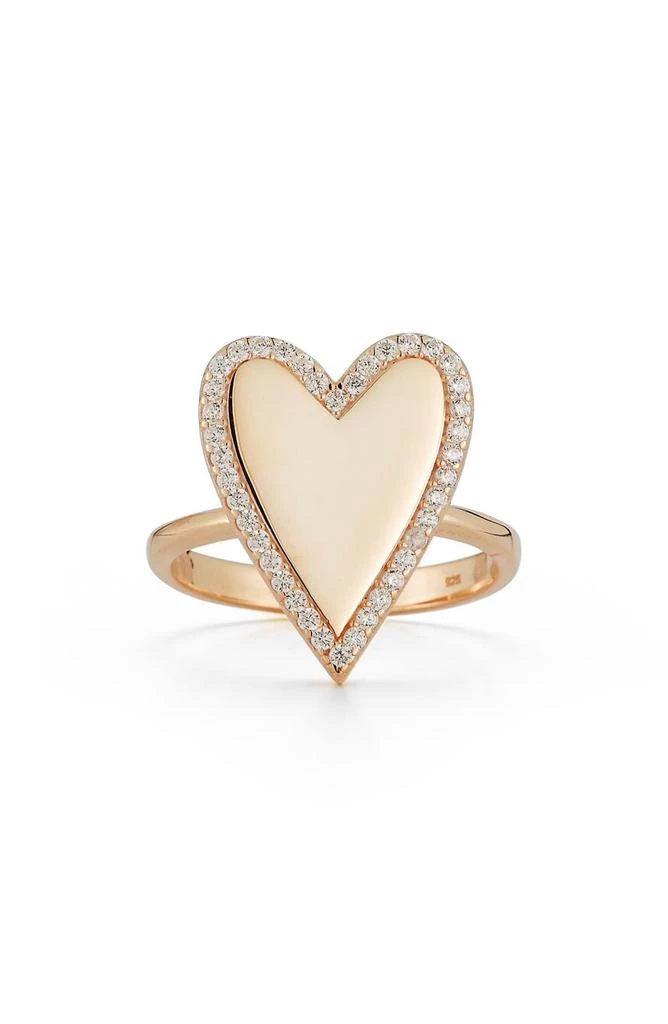 商品GLAZE JEWELRY|14K Rose Gold Plated CZ Heart Ring - Size 6,价格¥247,第1张图片