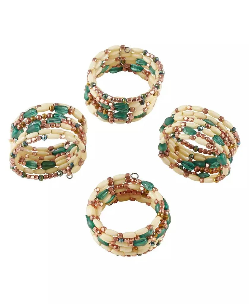 商品Saro Lifestyle|Beaded Design Table Napkin Ring, Set of 4,价格¥97,第3张图片详细描述