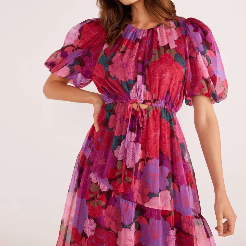 商品MINKPINK|Lexi Tiered Midi Dress In Floral Blooms,价格¥852,第5张图片详细描述