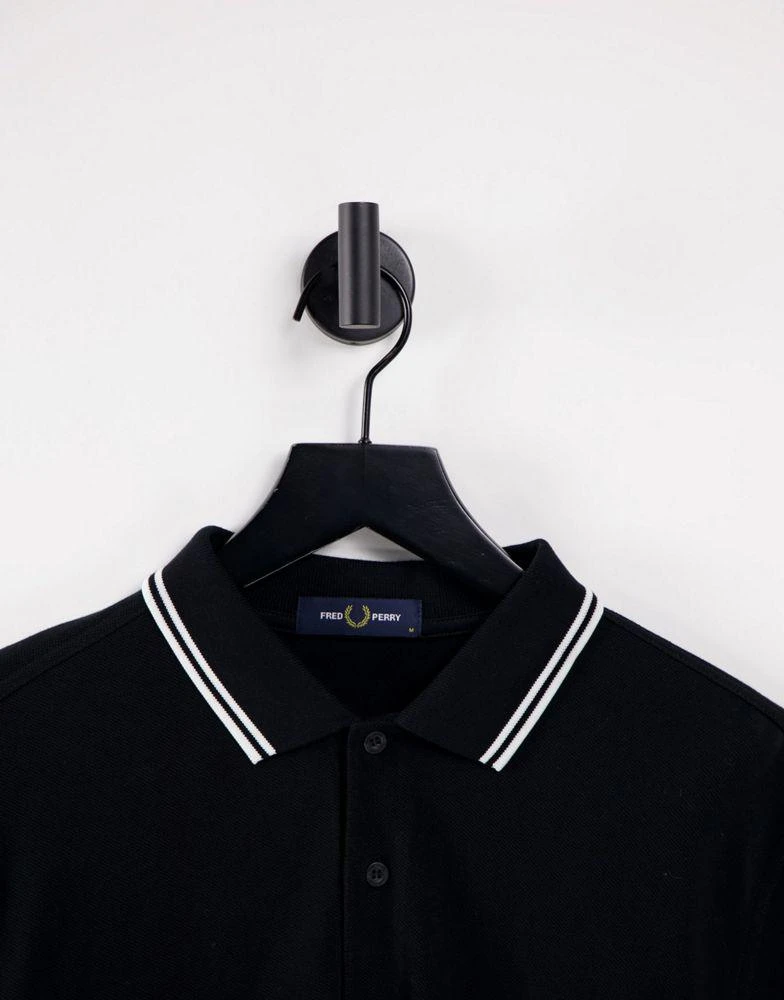 商品Fred Perry|Fred Perry long sleeve twin tipped polo shirt in black,价格¥545,第4张图片详细描述