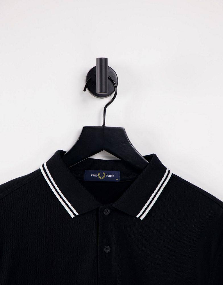 商品Fred Perry|Fred Perry long sleeve twin tipped polo shirt in black,价格¥698,第6张图片详细描述