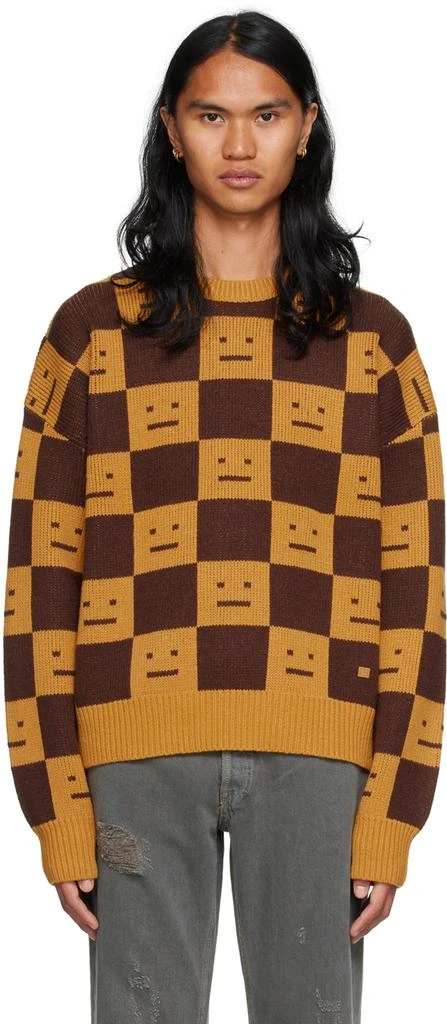 商品Acne Studios|Orange & Brown Checkered Sweater,价格¥2337,第1张图片