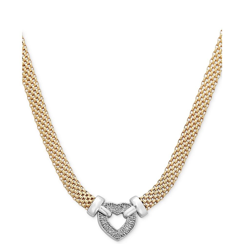 Diamond Heart Necklace in 14k Gold Vermeil and Sterling Silver (1/8 ct. t.w.)商品第3张图片规格展示