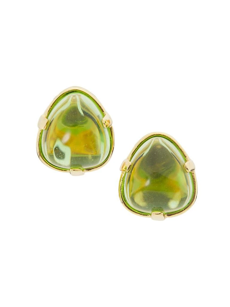 商品Kenneth Jay Lane|22K Gold-Plated & Peridot Glass Cabochon Clip-On Earrings,价格¥660,第1张图片