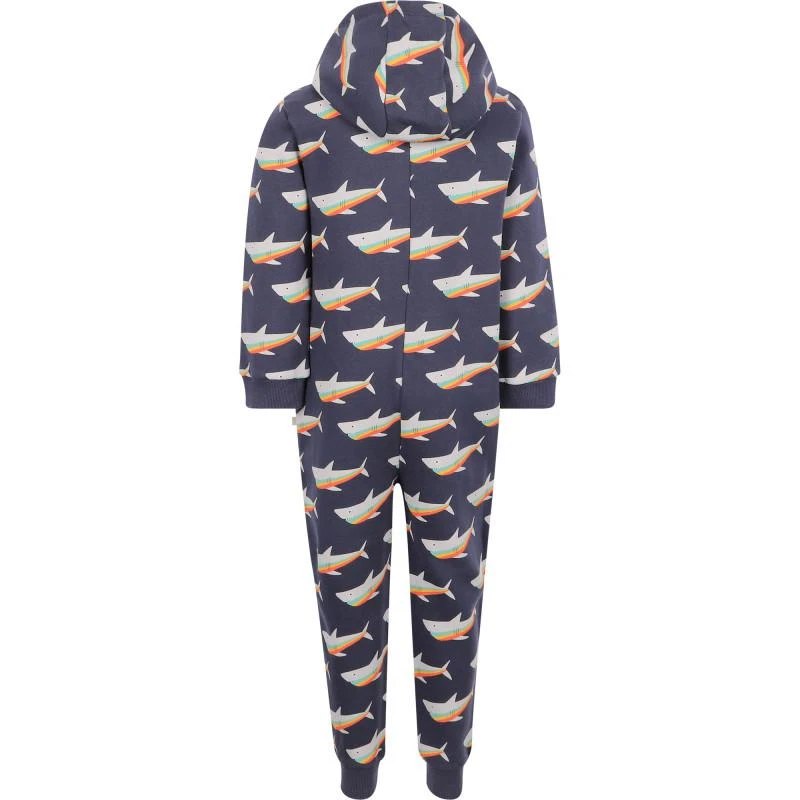 商品Frugi|Rainbow sharks print zip up organic jumpsuit in navy,价格¥668,第2张图片详细描述