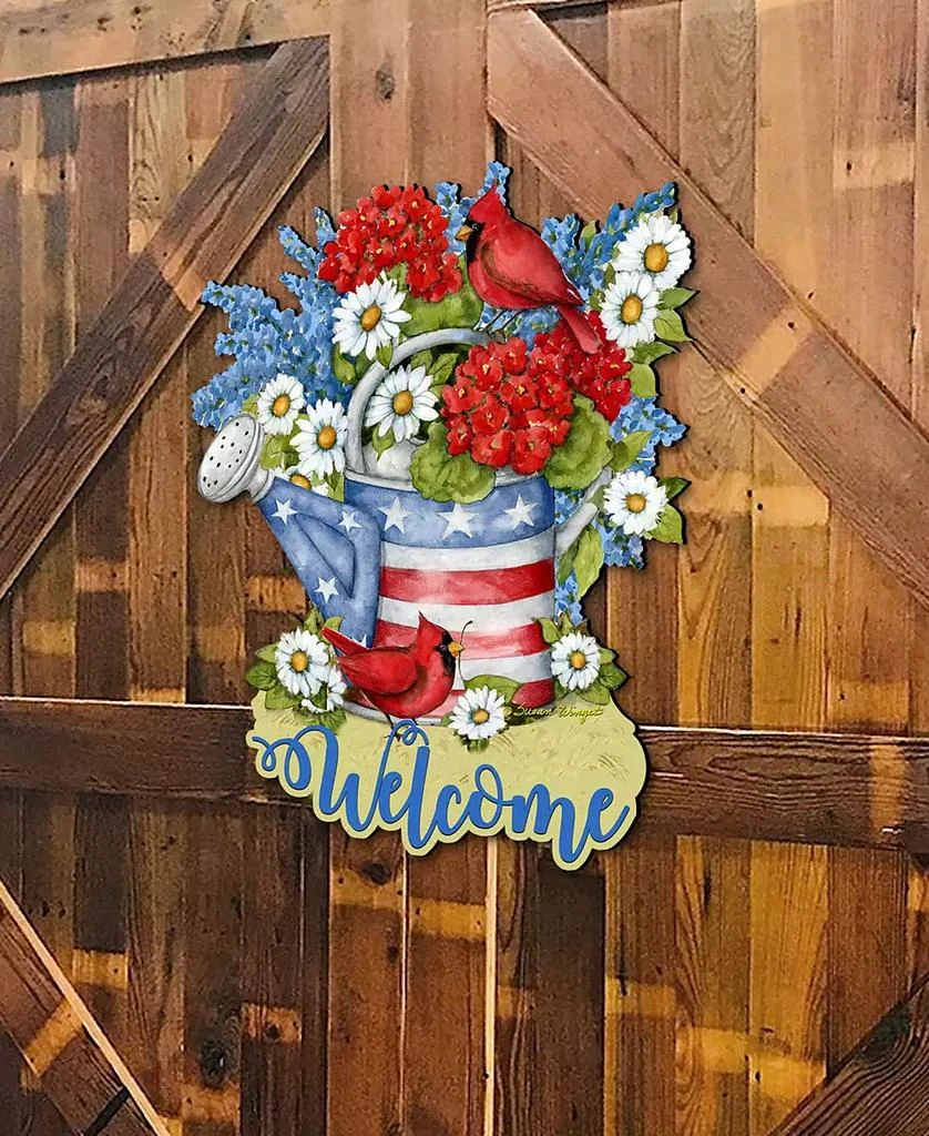 商品Designocracy|Holiday Wooden Door Decor Wall Decor American Watering Can S. Winget,价格¥989,第4张图片详细描述
