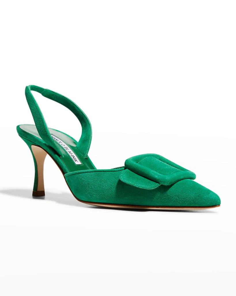 商品Manolo Blahnik|Maysli Buckle Suede Slingback Pumps,价格¥3915,第2张图片详细描述