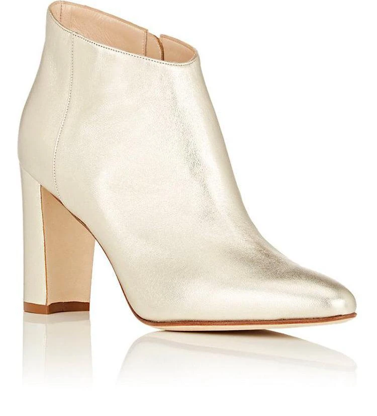 商品Manolo Blahnik|Brusta Metallic Leather Ankle Boots,价格¥4151,第2张图片详细描述