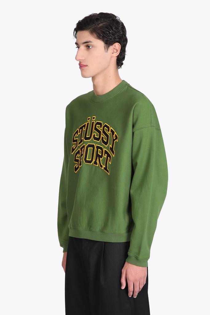Stussy Relaxed Oversized Crew Green Cotton Crewneck Sweatshirt With Front Embroidery商品第3张图片规格展示