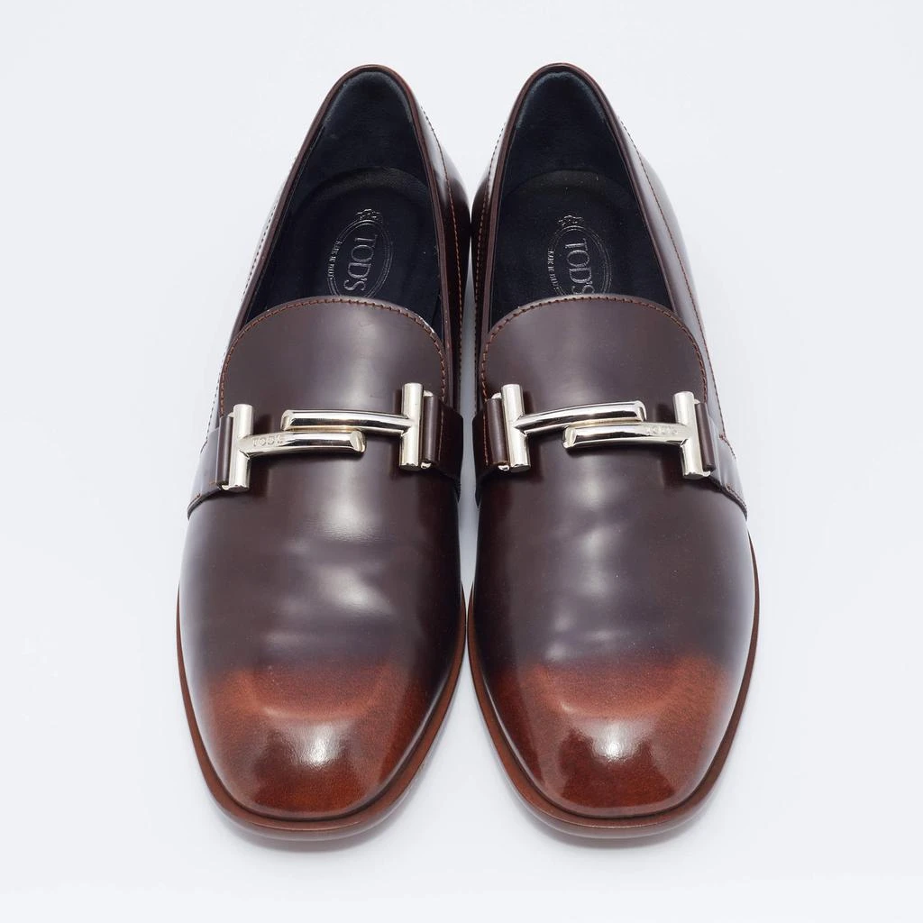 商品[二手商品] Tod's|Tod's Two Tone Leather Double T Slip On Loafers Size 40,价格¥1380,第3张图片详细描述