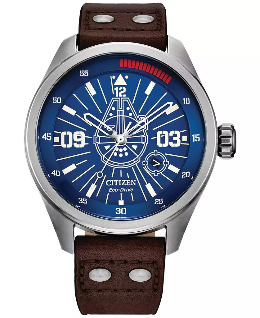 商品Citizen|Eco-Drive Men's Star Wars Han Solo Brown Leather Strap Watch 43mm,价格¥2025,第1张图片