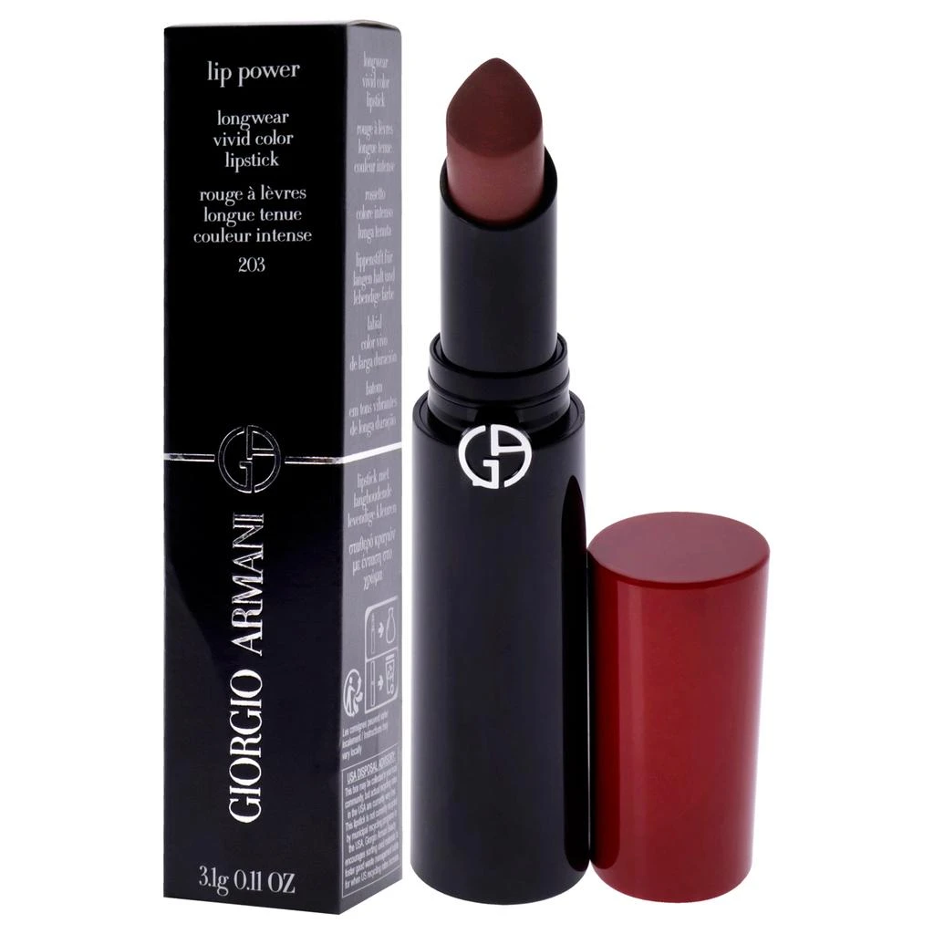 商品Giorgio Armani|Lip Power Longwear Vivid Color Lipstick - 203 Mystery by Giorgio Armani for Women - 0.11 oz Lipstick,价格¥329,第1张图片