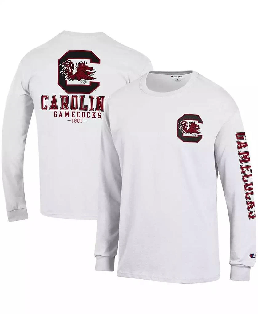 商品CHAMPION|Men's White South Carolina Gamecocks Team Stack 3-Hit Long Sleeve T-shirt,价格¥227,第1张图片