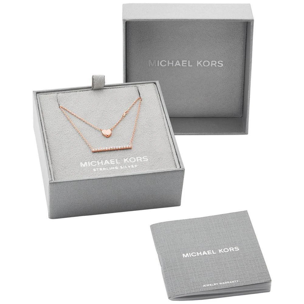 商品Michael Kors|14k Rose Gold-plated Sterling Silver Double Layer Heart Necklace,价格¥1123,第3张图片详细描述