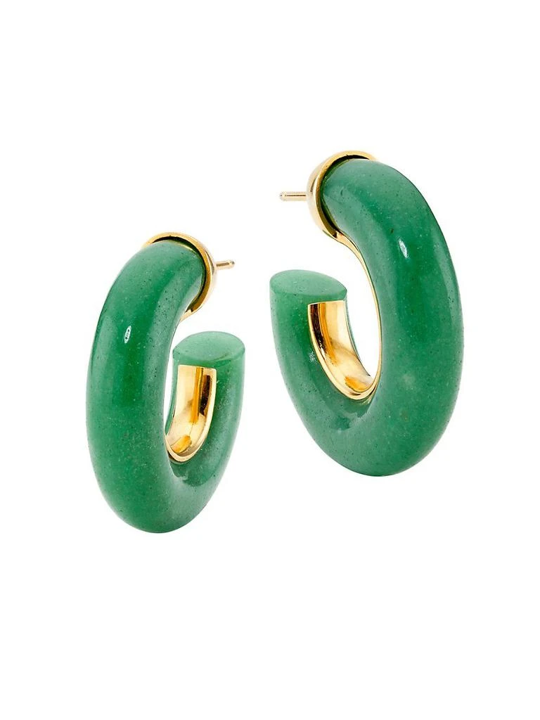 商品NEST Jewelry|22K Gold-Plated & Jade Aventurine Chunky Hoops,价格¥842,第1张图片