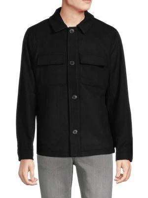 商品Michael Kors|Solid Wool Blend Regular Fit Shirt Jacket,价格¥516,第1张图片