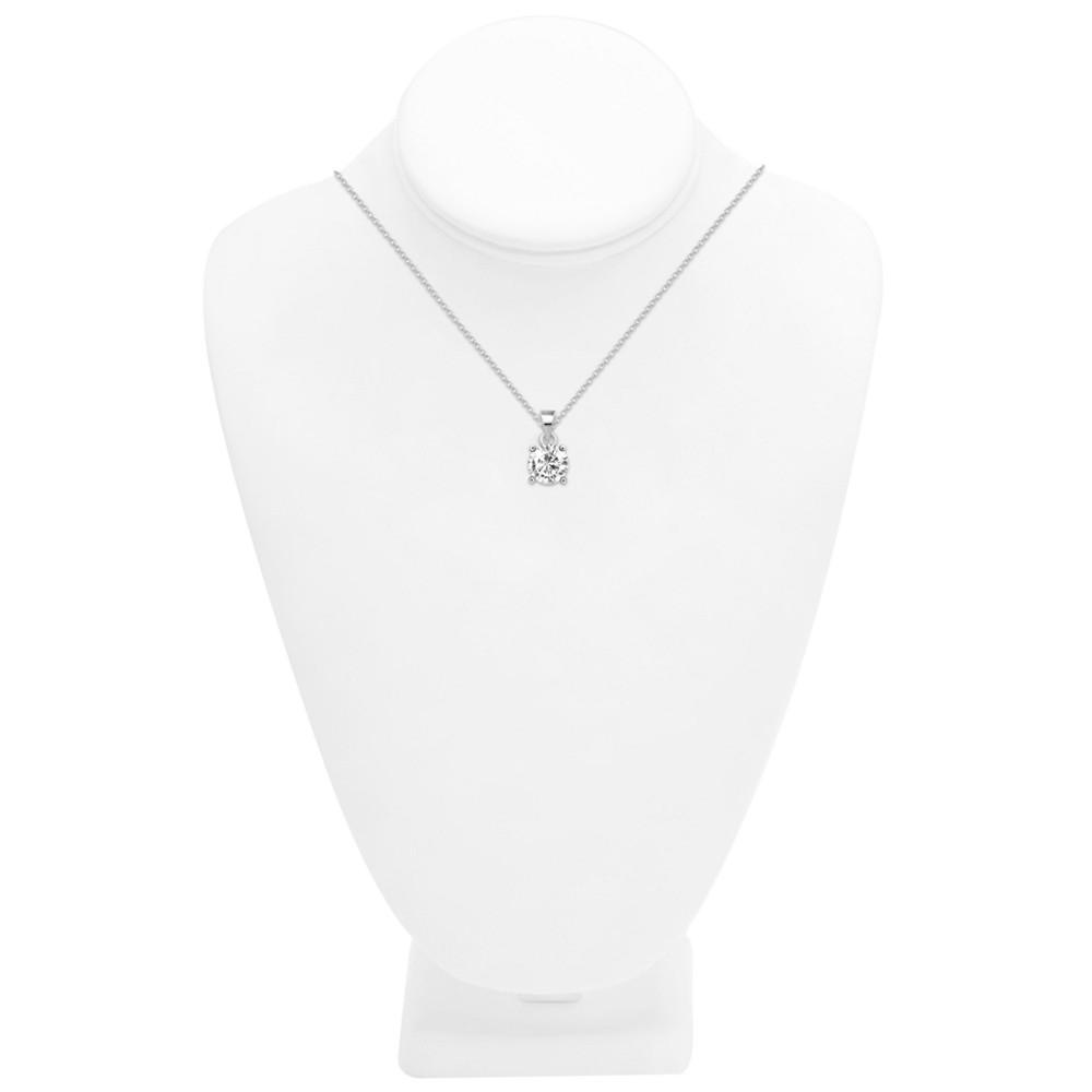 Cubic Zirconia Solitaire Pendant Necklace in Silver-Plate, 16" + 2" extender商品第2张图片规格展示